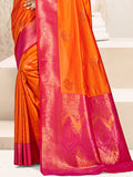 Orange Silk Saree With Blouse Piece