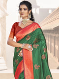 Green Silk Saree With Blouse Piece