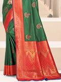 Green Silk Saree With Blouse Piece