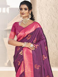 Wine Silk Saree With Blouse Piece