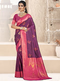 Wine Silk Saree With Blouse Piece