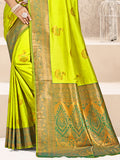 Green Silk Saree With Blouse Piece