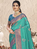 Blue Silk Saree With Blouse Piece