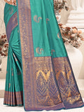 Blue Silk Saree With Blouse Piece