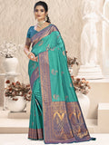 Blue Silk Saree With Blouse Piece