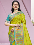 Green Silk Saree With Blouse Piece