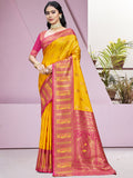 Yellow Silk Saree With Blouse Piece