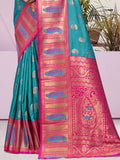 Blue Silk Saree With Blouse Piece