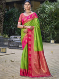 Green Silk Saree With Blouse Piece