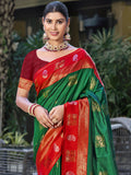 Green Silk Saree With Blouse Piece