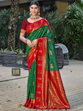 Green Silk Saree With Blouse Piece