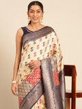 Cream Silk Saree With Blouse Piece