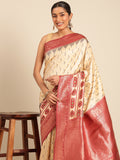 Cream Silk Saree With Blouse Piece