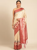 Cream Silk Saree With Blouse Piece