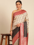 Cream Silk Saree With Blouse Piece