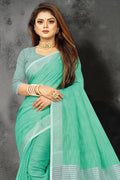 Sea Green Linen Saree