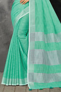 Sea Green Linen Saree