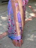 Lavender Paithani Silk Saree With Blouse Piece