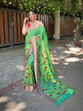 Green Paithani Silk Saree With Blouse Piece