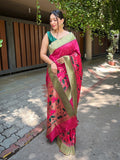 Pink Paithani Silk Saree With Blouse Piece