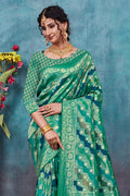 Sea Green Banarasi Silk Saree With Blouse