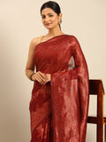 Red Cotton Saree With Blouse Piece