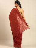 Red Cotton Saree With Blouse Piece