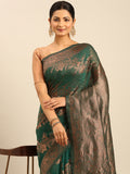 Green Cotton Saree With Blouse Piece