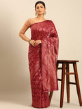 Magenta Cotton Saree With Blouse Piece