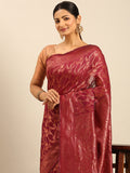 Magenta Cotton Saree With Blouse Piece