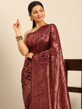 Purple Cotton Saree With Blouse Piece