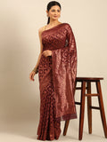 Wine Cotton Saree With Blouse Piece