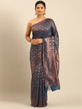 Sky Blue Cotton Saree With Blouse Piece