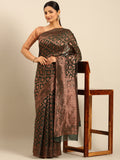 Dark Green Cotton Saree With Blouse Piece