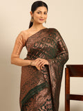 Dark Green Cotton Saree With Blouse Piece