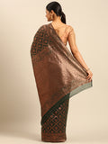 Dark Green Cotton Saree With Blouse Piece