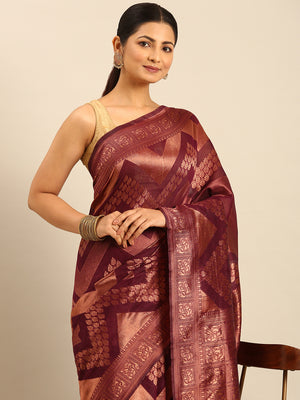 Purple Cotton Saree With Blouse Piece