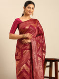 Magenta Cotton Saree With Blouse Piece