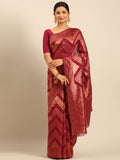 Magenta Cotton Saree With Blouse Piece