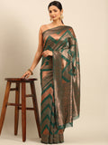 Green Cotton Saree With Blouse Piece