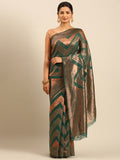 Green Cotton Saree With Blouse Piece