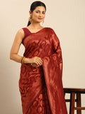 Maroon Cotton Saree With Blouse Piece