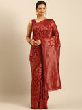 Maroon Cotton Saree With Blouse Piece