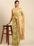 Light Green Cotton Saree With Blouse Piece