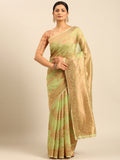 Light Green Cotton Saree With Blouse Piece