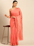 Peach Cotton Saree With Blouse Piece