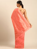 Peach Cotton Saree With Blouse Piece