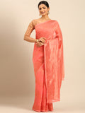 Peach Cotton Saree With Blouse Piece