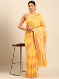 Yellow Cotton Saree With Blouse Piece