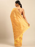 Yellow Cotton Saree With Blouse Piece